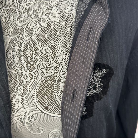 English Laundry Black Embroidered Gothic Winged Crest Dress Shirt | Size Small - Picture 7 of 16